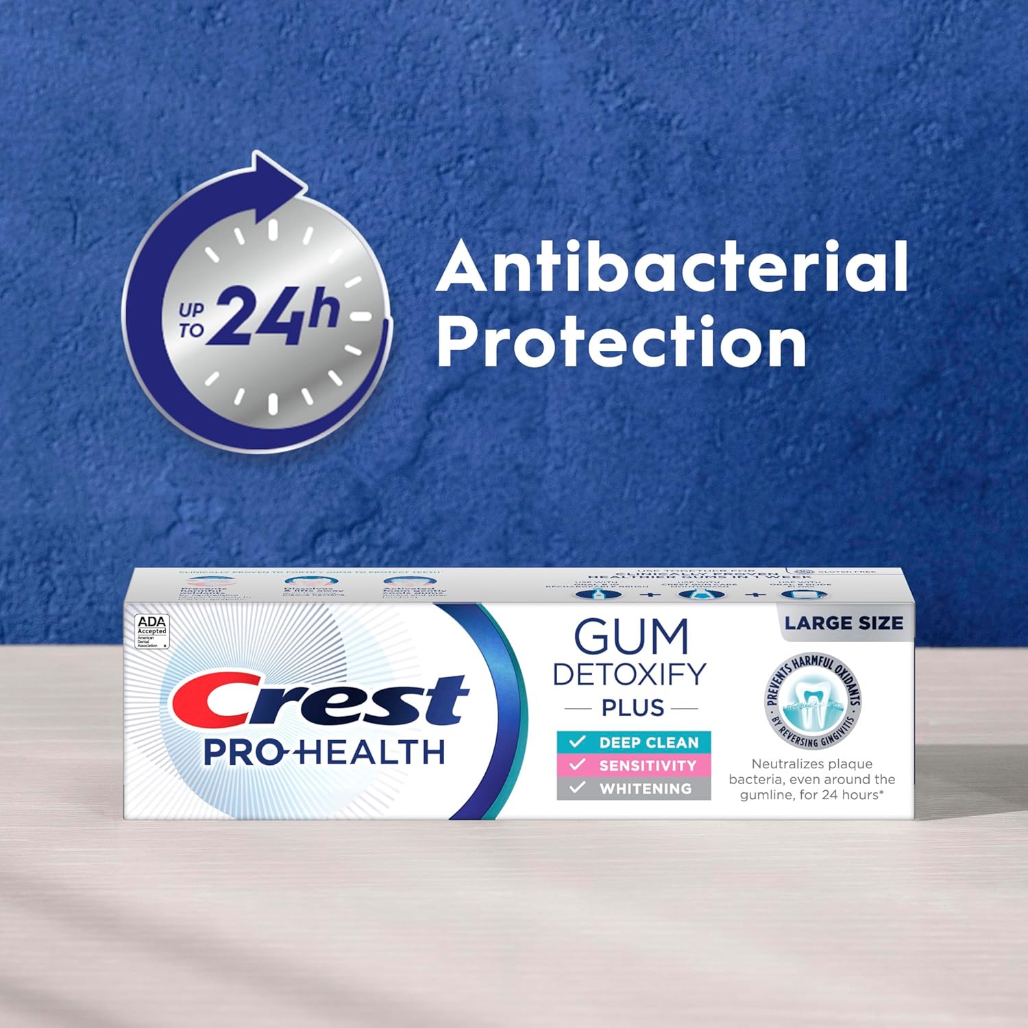 Crest Pro-Health Gum Detoxify Plus dantų pasta su fluoru, antibakterinė pasta dantenų sveikatai, jautrumo mažinimui, balinimui, apsaugai nuo ėduonies ir apnašų kontrolei (3 vnt.)