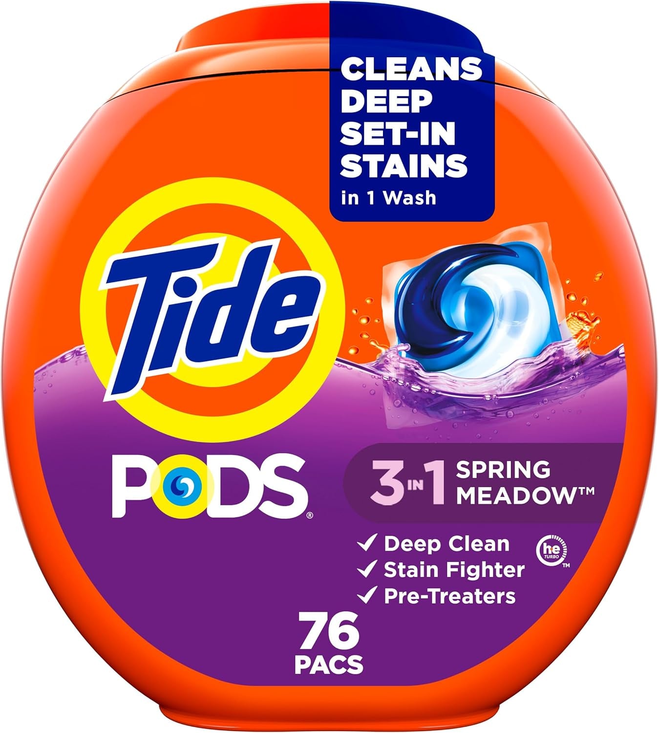 Tide PODS 3 viename skalbimo kapsulės – dėmių valiklis, kvapų neutralizatorius ir spalvų apsauga, 42 vnt.