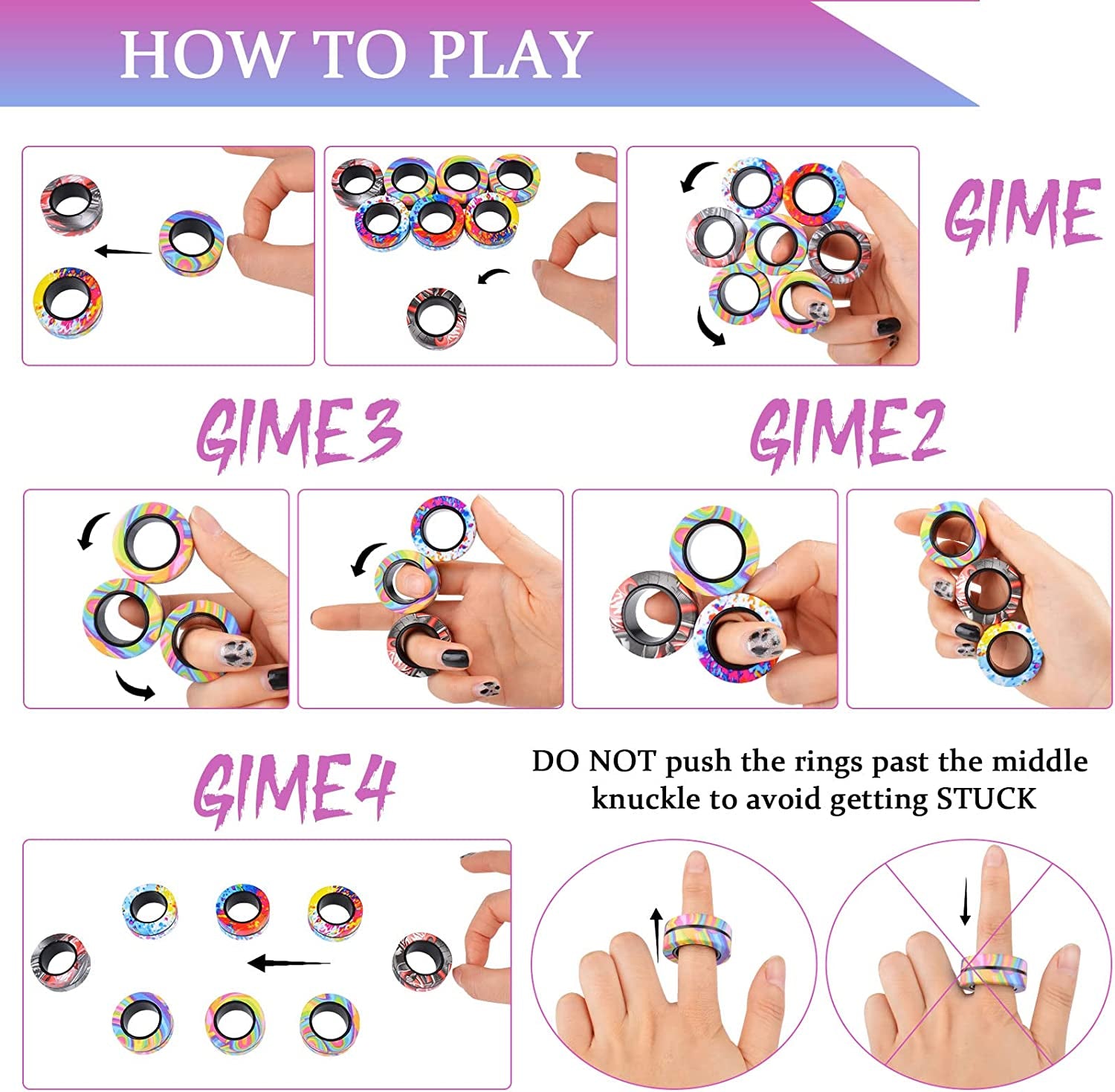 Cevioce 9 vnt. magnetinių žiedų fidget rinkinys