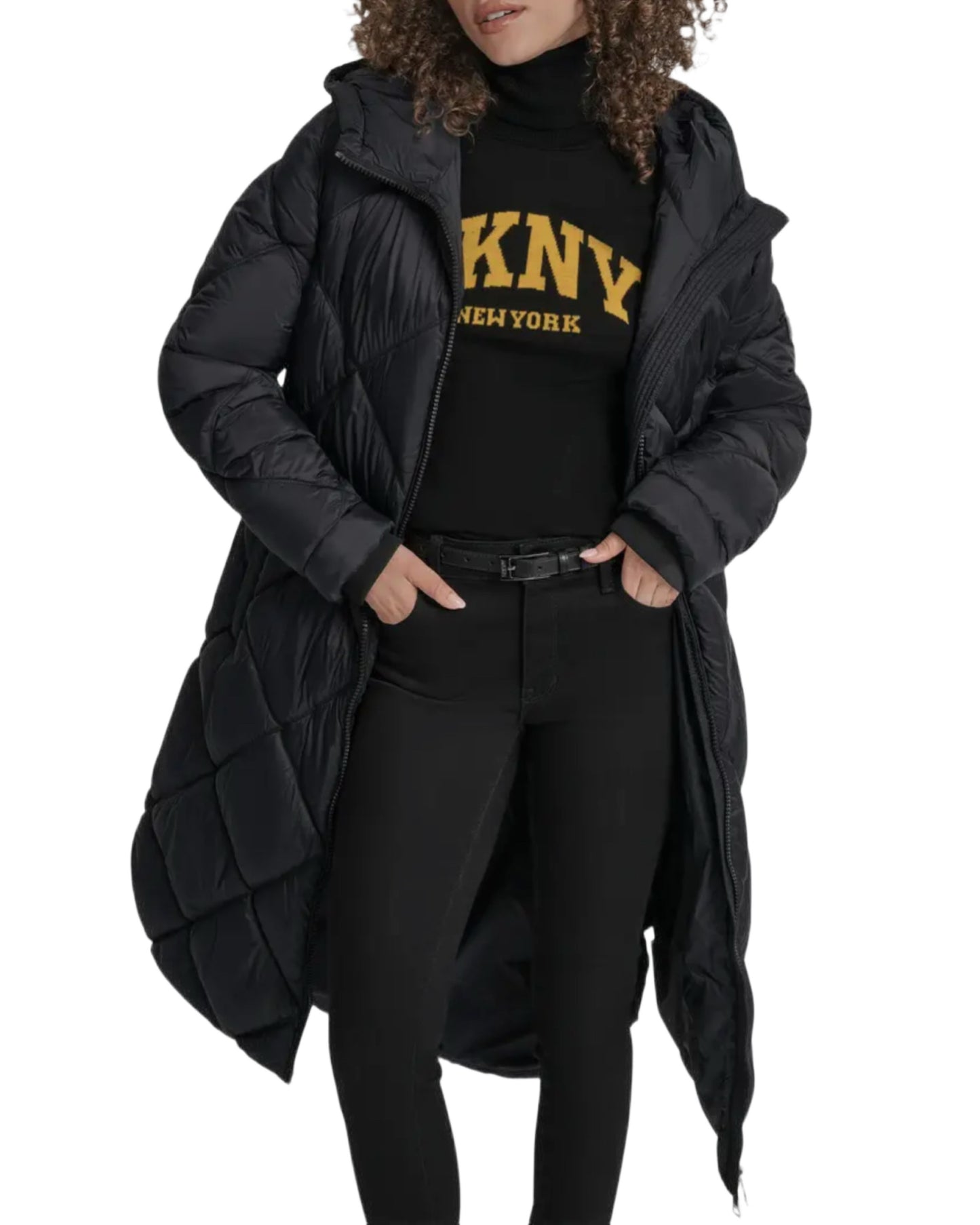 DKNY Diamand quilted long coat