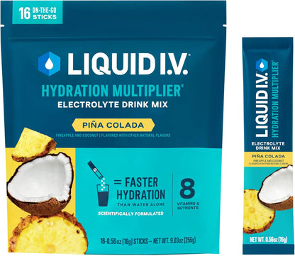 Liquid I.V. Hydration Multiplier elektrolitų gėrimo milteliai, hidratacijos palaikymui, 16 vienkartinių pakelių