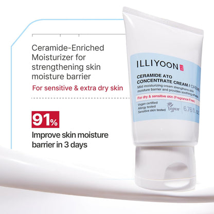 ILLIYOON Ceramide Ato Concentrate Cream drėkinamasis kremas sausai ir jautriai odai – odos barjero atkūrimui