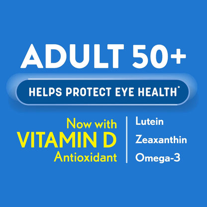 Ocuvite Adult 50+ vitaminų ir mineralų papildas akims su omega-3, liuteinu, zeaksantinu, vitaminais C, D ir E, cinku bei variu, 90 minkštųjų kapsulių