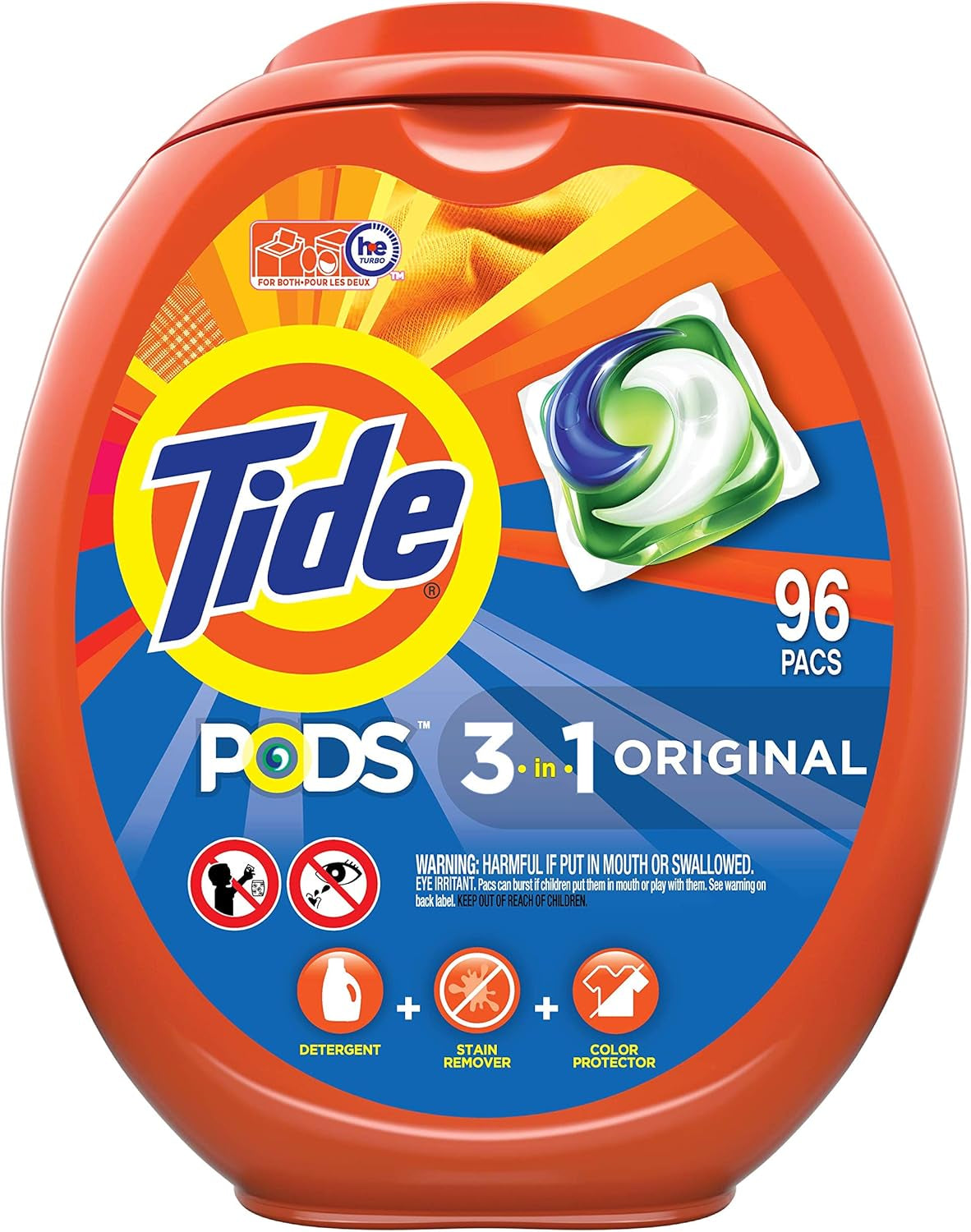 Tide PODS 3 viename skalbimo kapsulės – dėmių valiklis, kvapų neutralizatorius ir spalvų apsauga, 42 vnt.